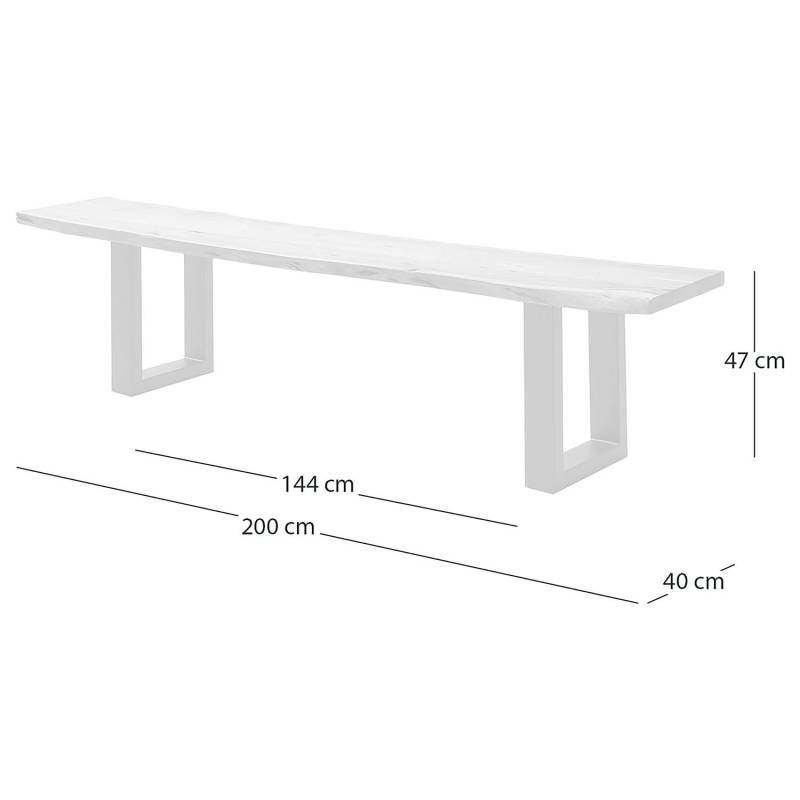 home24 Massive Baumkanten-Sitzbank 200cm Braun/Akazie Braun U-Form Weiß von home24
