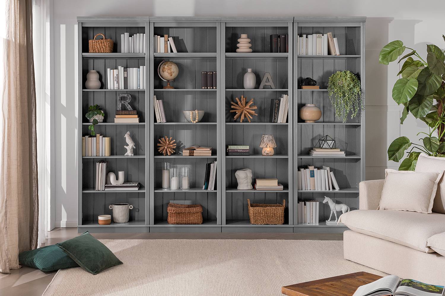 home24 Massive Regalwand Typ C Massivholz Kiefer, lackiert Grau/Kiefer Grau 296 x 223 x 37cm home24 Massive Regalwand Typ C Massivholz Kiefer, lackiert Grau/Kiefer Grau 296 x 223 x 37cm von home24