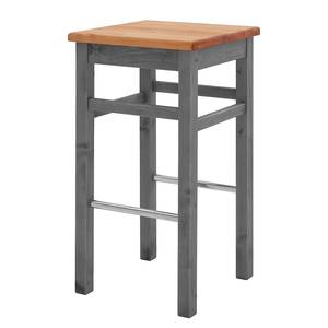 home24 Massiver Barhocker 41 x 75 x 41cm Kiefer Grau / Kiefer Laugenfarbig von home24