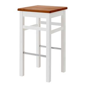 home24 Massiver Barhocker 41 x 75 x 41cm Kiefer Weiß / Kiefer Bernstein von home24