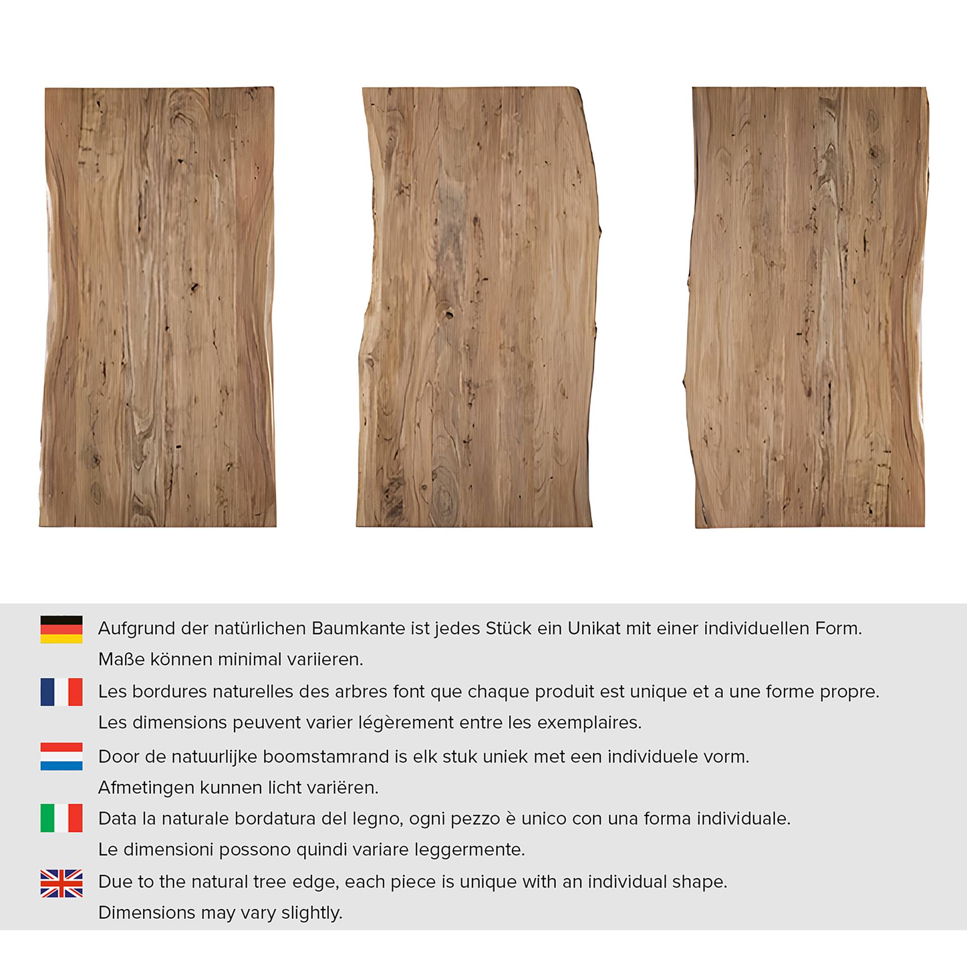 home24 Massiver Baumkanten-Esstisch 220 x 100cm Braun/Akazie Braun X-Form Weiß home24 Massiver Baumkanten-Esstisch 220 x 100cm Braun/Akazie Braun X-Form Weiß von home24