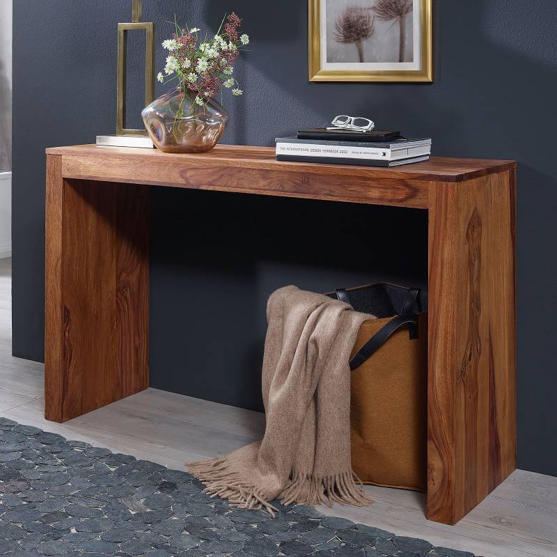 home24 Massiver Konsolentisch Dhirwa 115 x 75 x 40cm Braun von home24