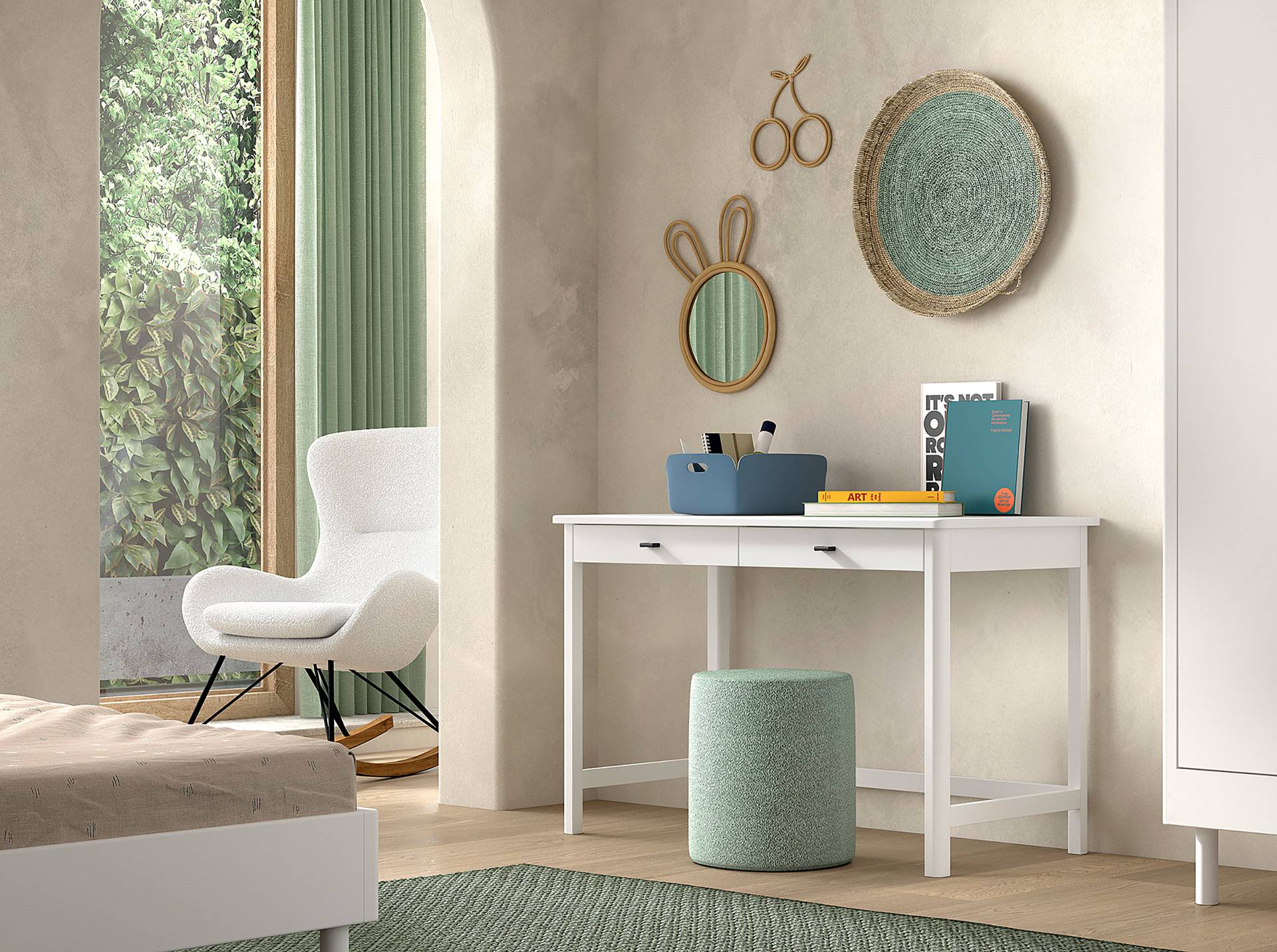 home24 Massiver Schreibtisch 120 x 77 x 60cm Weiß/Weiß von home24