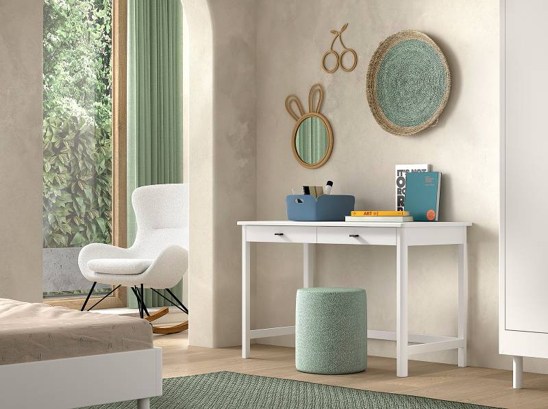 home24 Massiver Schreibtisch 120 x 77 x 60cm Weiß/Weiß von home24