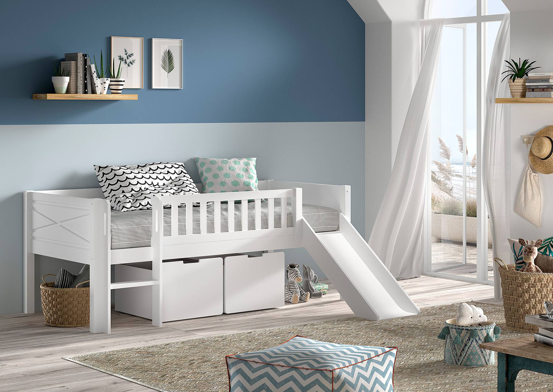 home24 Massives Kojenbett Scott 90 x 200cm Weiß mit Schubladen home24 Massives Kojenbett Scott 90 x 200cm Weiß mit Schubladen von home24