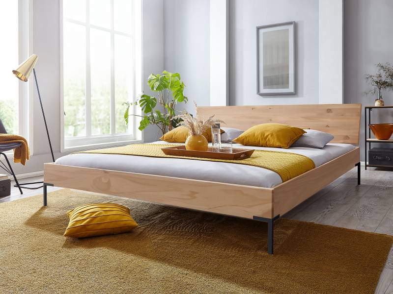 home24 Massivholzbett Kevir 200 x 200cm Massivholz Fichte, geölt Braun Fichte von home24