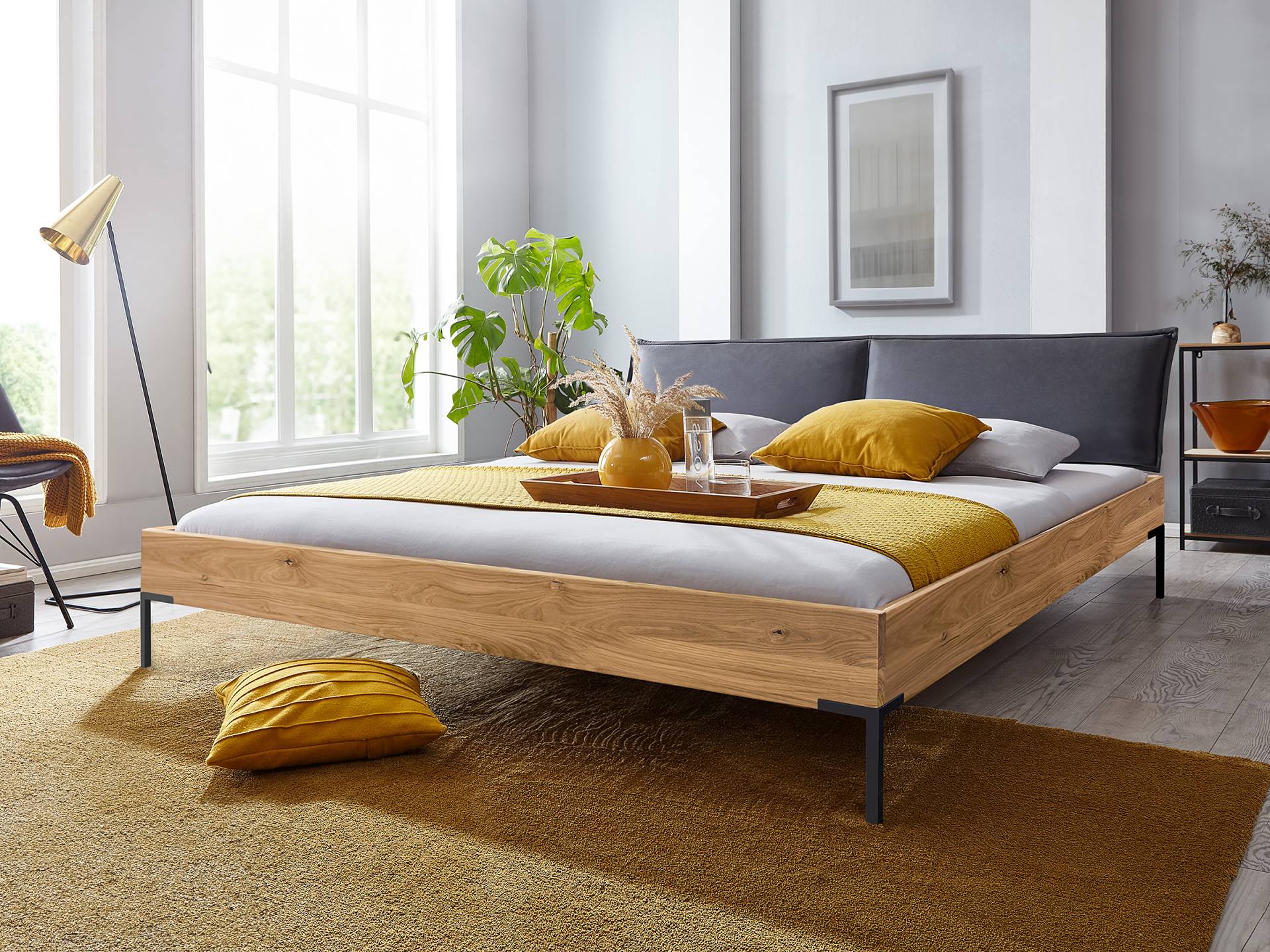 home24 Massivholzbett Kevir mit Polsterkopfteil 200 x 200cm Microfaser Braun Eiche home24 Massivholzbett Kevir mit Polsterkopfteil 200 x 200cm Microfaser Braun Eiche von home24