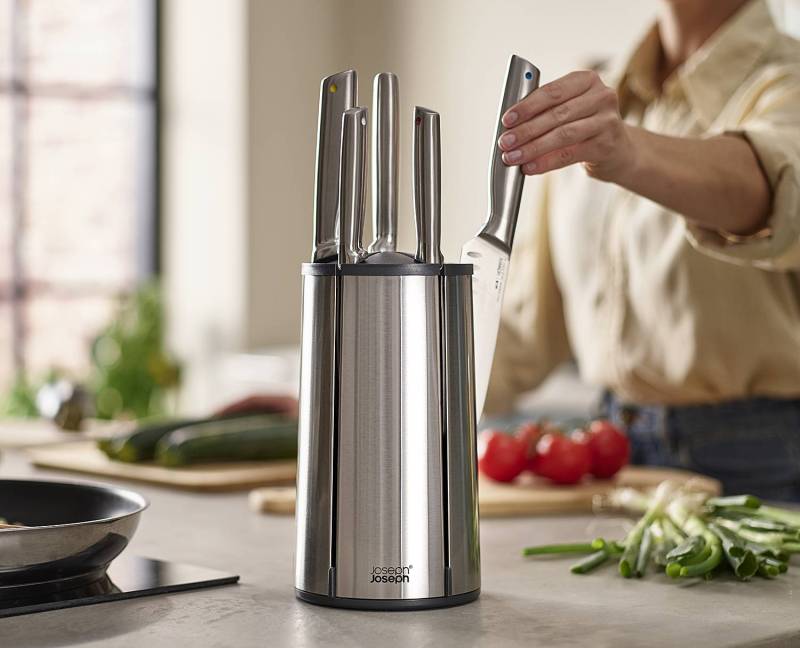 home24 Messerblock Elevate Steel 6-teilig 13 x 38 x 13cm von home24