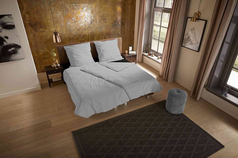 home24 Microfaser Bettwäsche Uni 135 x 200 cm + Kissen 80 x 80 cm Grau von home24