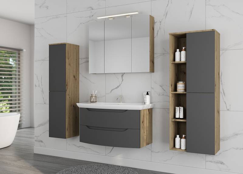 home24 Midischrank 30 cm 30 x 132 x 32cm Grau von home24