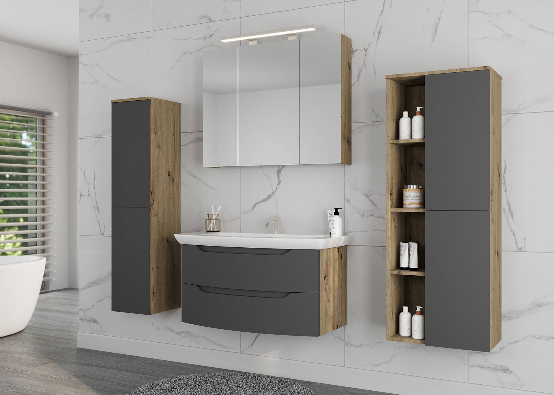 home24 Midischrank 50 cm 50 x 132 x 32cm Grau home24 Midischrank 50 cm 50 x 132 x 32cm Grau von home24