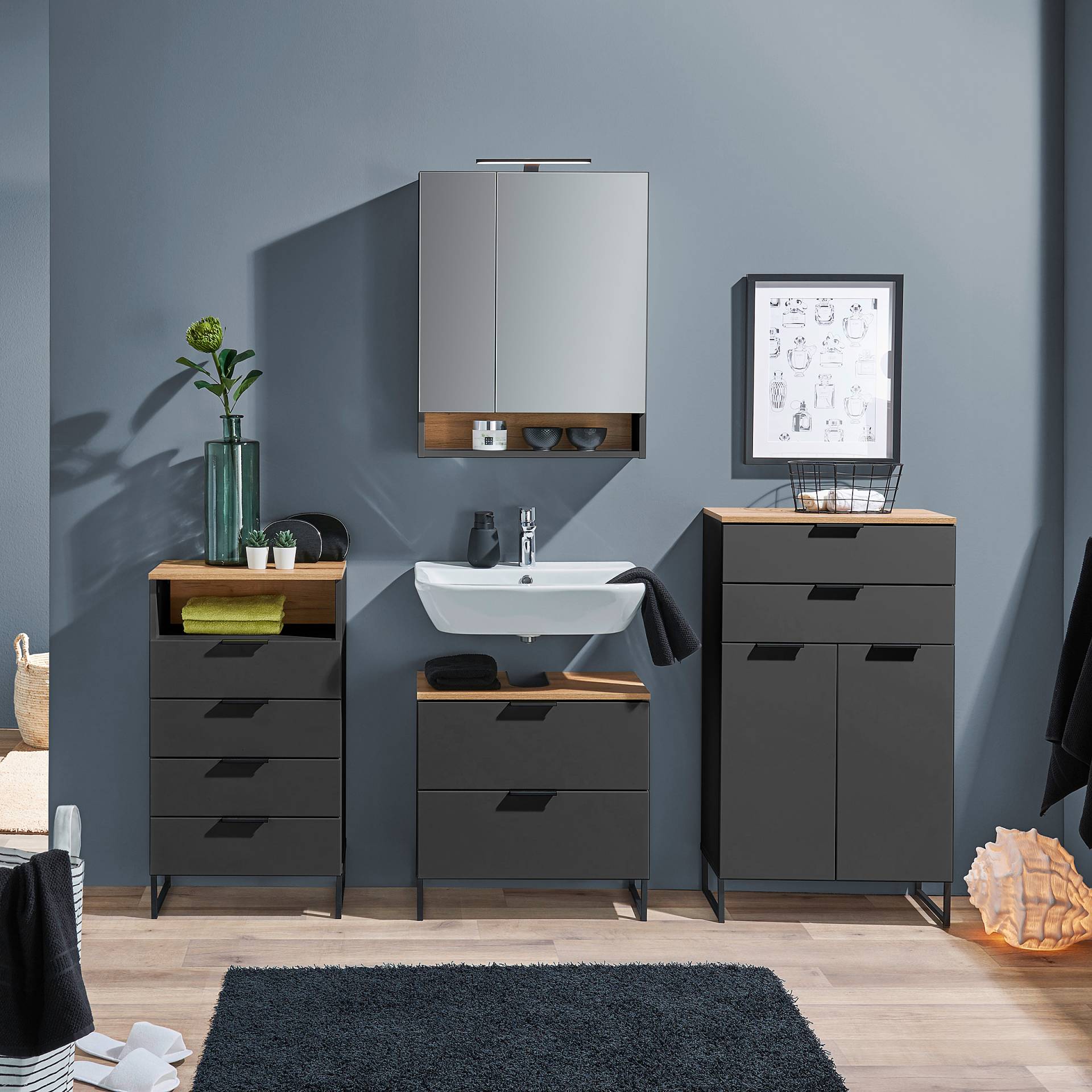 home24 Midischrank 60cm Schwarz/Matt Schwarz home24 Midischrank 60cm Schwarz/Matt Schwarz von home24