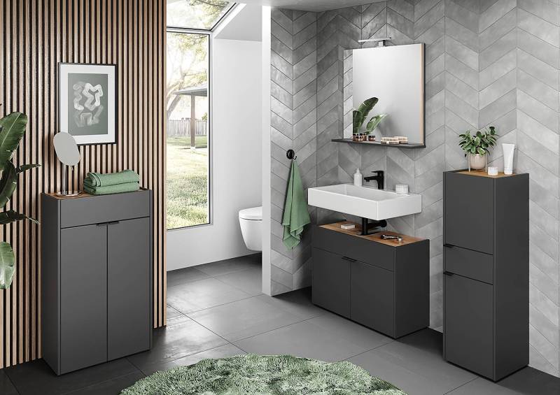 home24 Midischrank Forano 34 x 111 x 34cm Grau/Graphit von home24