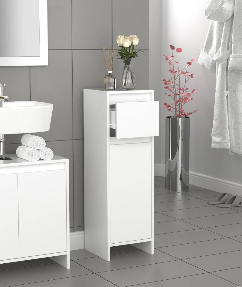 home24 Midischrank Malira 30 x 95 x 30cm Weiß/Weiß/Weiß von home24