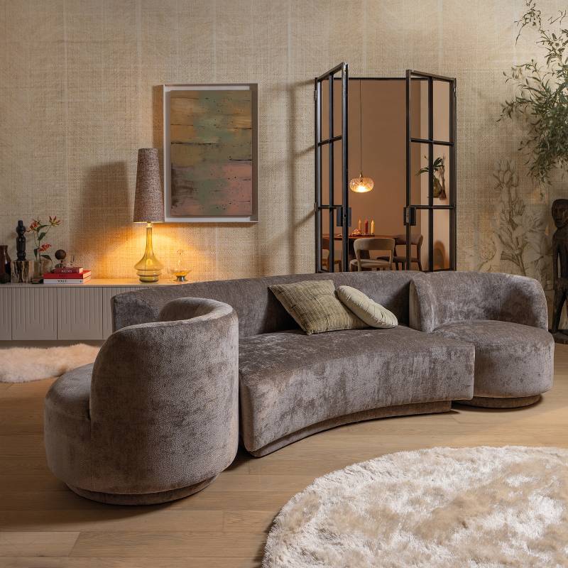 home24 Modulares Sofa Cengel mit Sessel Braun/Grau/Taupe Polyester/Chenille 290 x 72 x 97cm Modern von home24