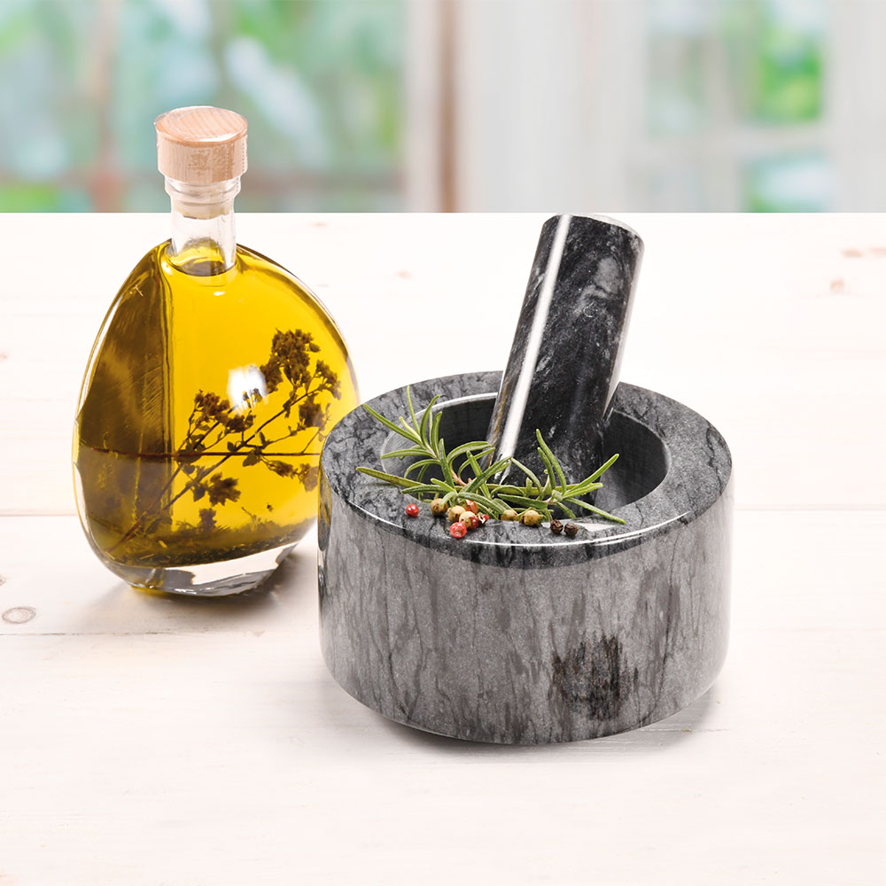 home24 Mörser Yegiz 14 x 14 x 13cm Grau/Grau von home24