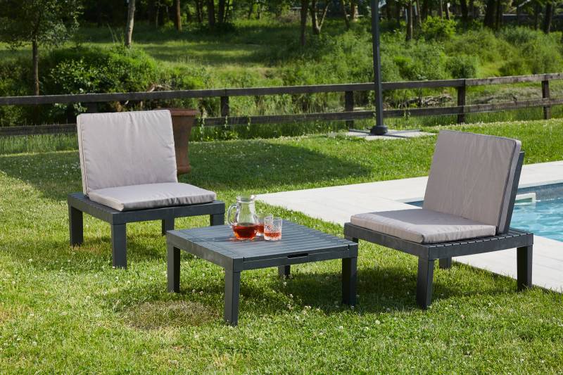 home24 Multifunktionale Sitzgruppe Zila 3-tlg 65 x 70 x 65cm Schwarz von home24
