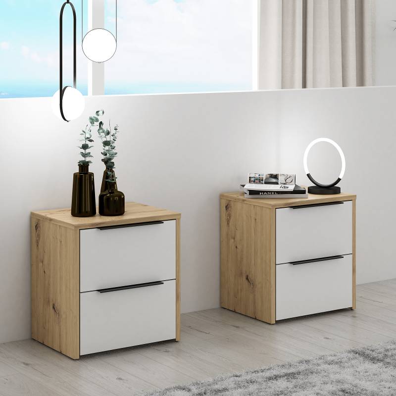 home24 Nachtkommode 2er-Set 50 x 54 x 40cm Braun/Weiß home24 Nachtkommode 2er-Set 50 x 54 x 40cm Braun/Weiß von home24
