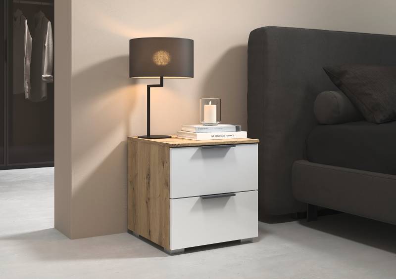 home24 Nachtkommode 42cm 2er Set Holz/Weiß/Hochglanz Weiß/Eiche Artisan Dekor Grau home24 Nachtkommode 42cm 2er Set Holz/Weiß/Hochglanz Weiß/Eiche Artisan Dekor Grau von home24