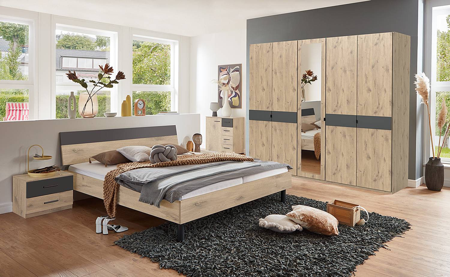 home24 Nachtkommode 52 x 40 x 38cm 2er Set Braun/Eiche Dekor/Graphit home24 Nachtkommode 52 x 40 x 38cm 2er Set Braun/Eiche Dekor/Graphit von home24