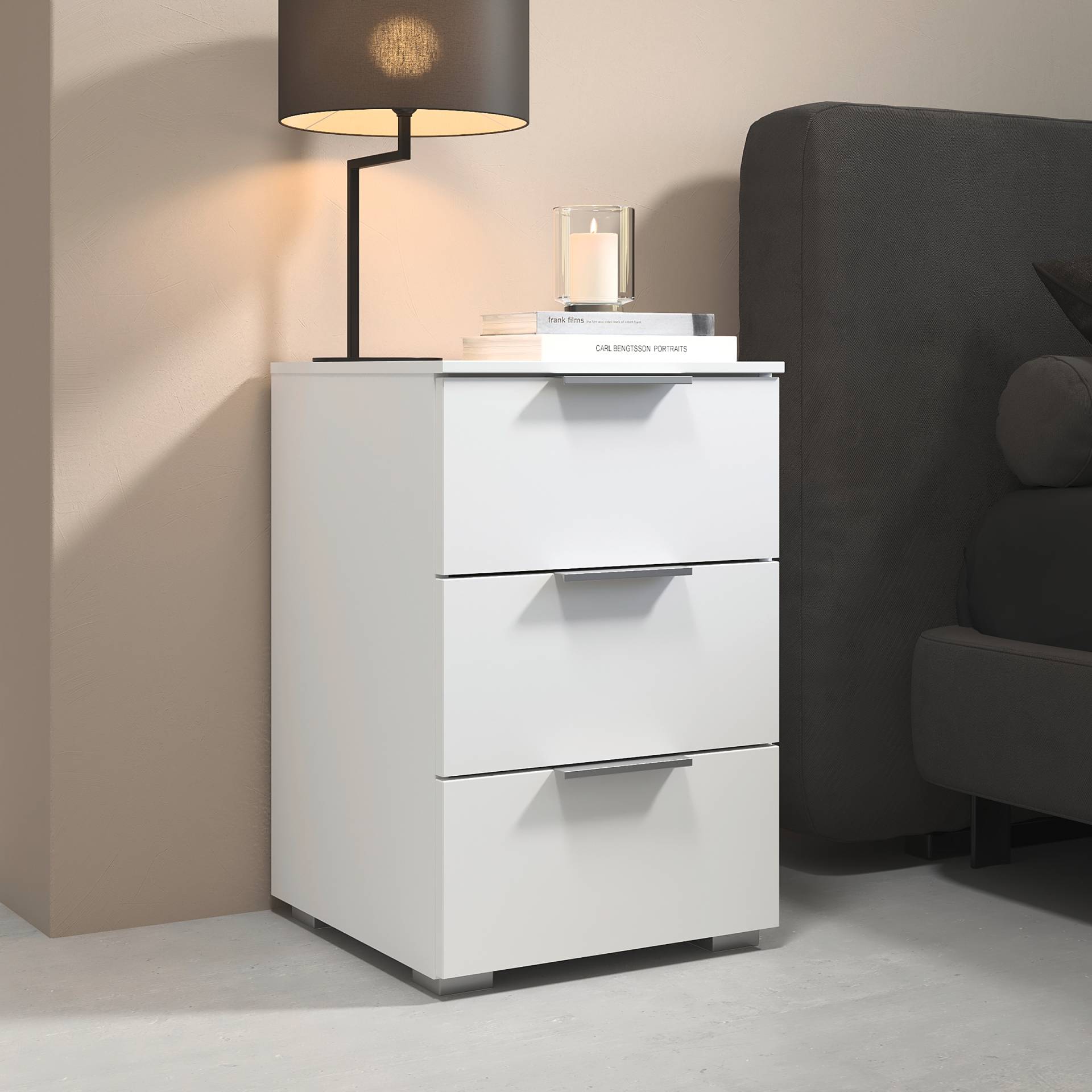 home24 Nachtkommode 61cm 2er Set Weiß/Alpinweiß Aluminium home24 Nachtkommode 61cm 2er Set Weiß/Alpinweiß Aluminium von home24