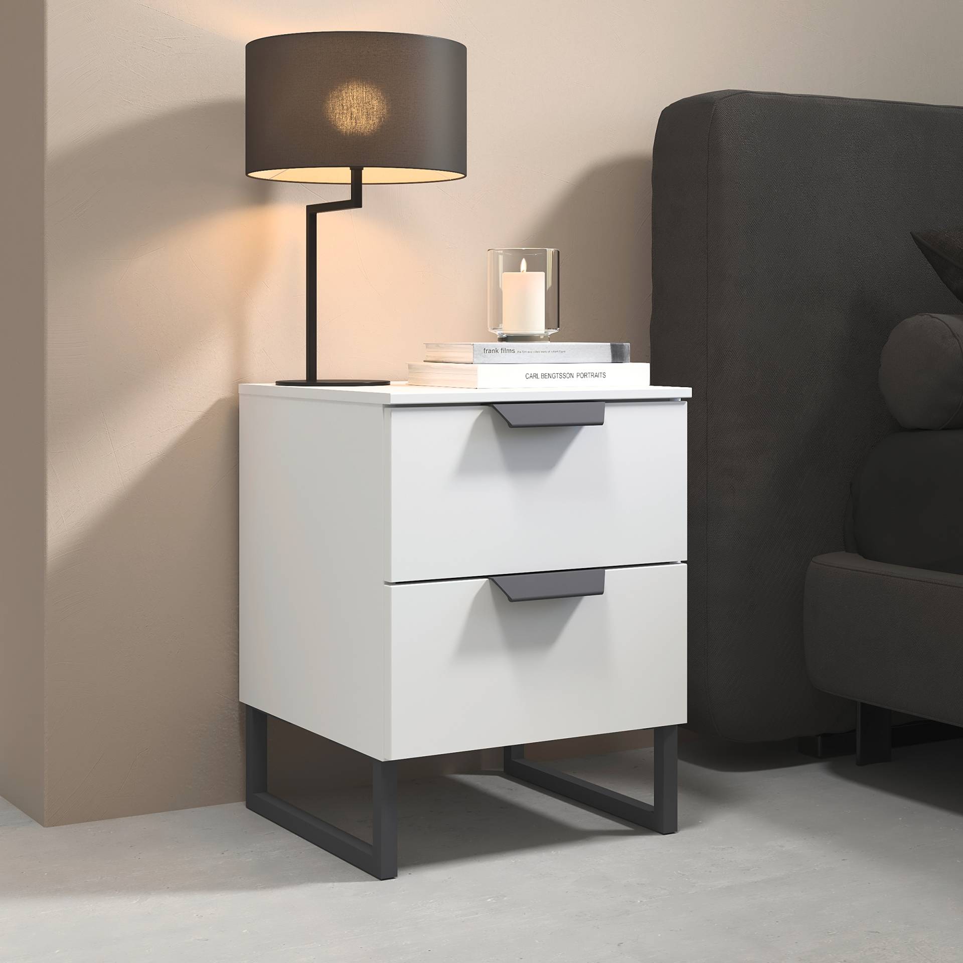 home24 Nachtkommode Aditio 53cm Weiß/Alpinweiß Kufen home24 Nachtkommode Aditio 53cm Weiß/Alpinweiß Kufen von home24