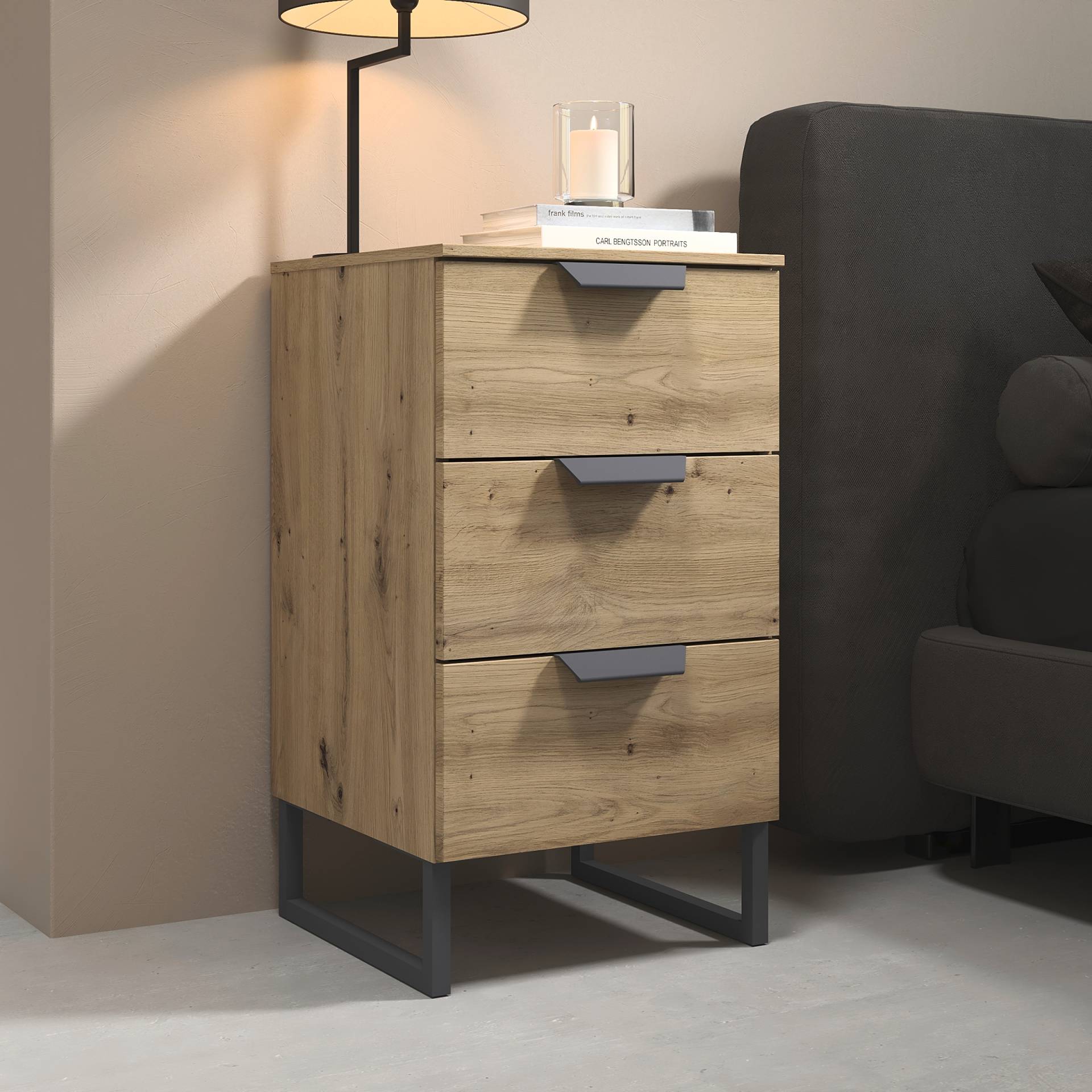 home24 Nachtkommode Aditio 72cm Holz/Eiche Artisan Dekor Kufen home24 Nachtkommode Aditio 72cm Holz/Eiche Artisan Dekor Kufen von home24