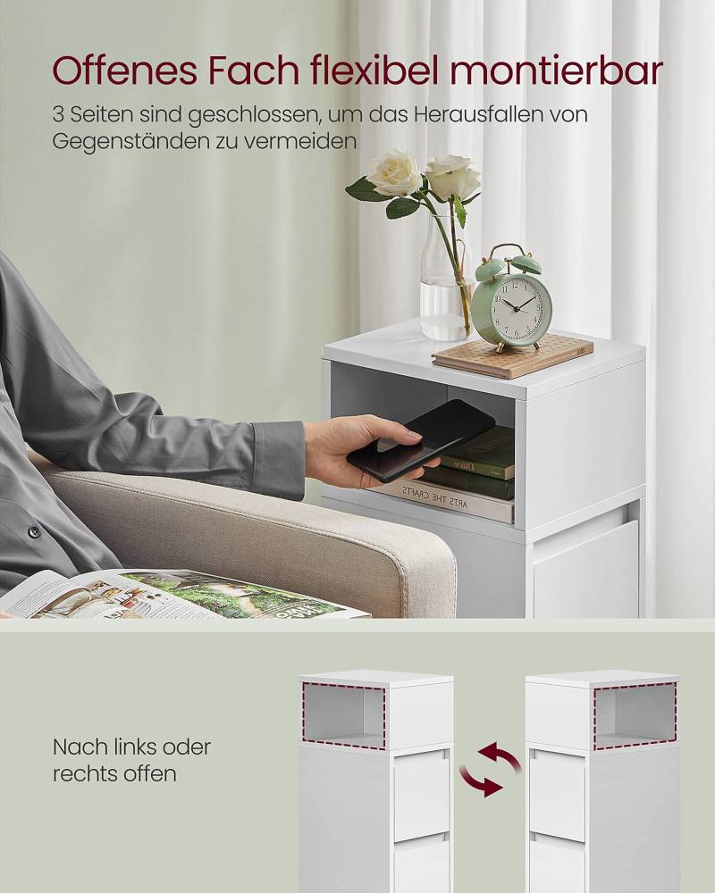 home24 Nachtkommode Dagiri 2er-Set 25 x 65 x 30cm Weiß von home24