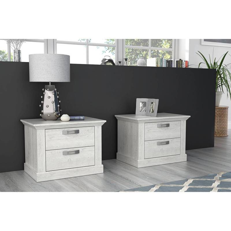 home24 Nachtkommode Norrberg 67 x 49 x 45cm 2er Set Weiß von home24