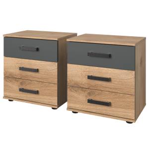 home24 Nachtkommode Stockholm Typ B 2er-Set 58cm Schwarz/Braun von home24