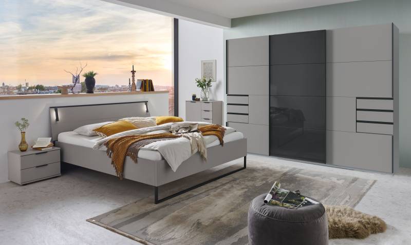 home24 Nachtkommode Tilburg 52 x 40 x 38cm 2er Set Grau/Saharagrau von home24