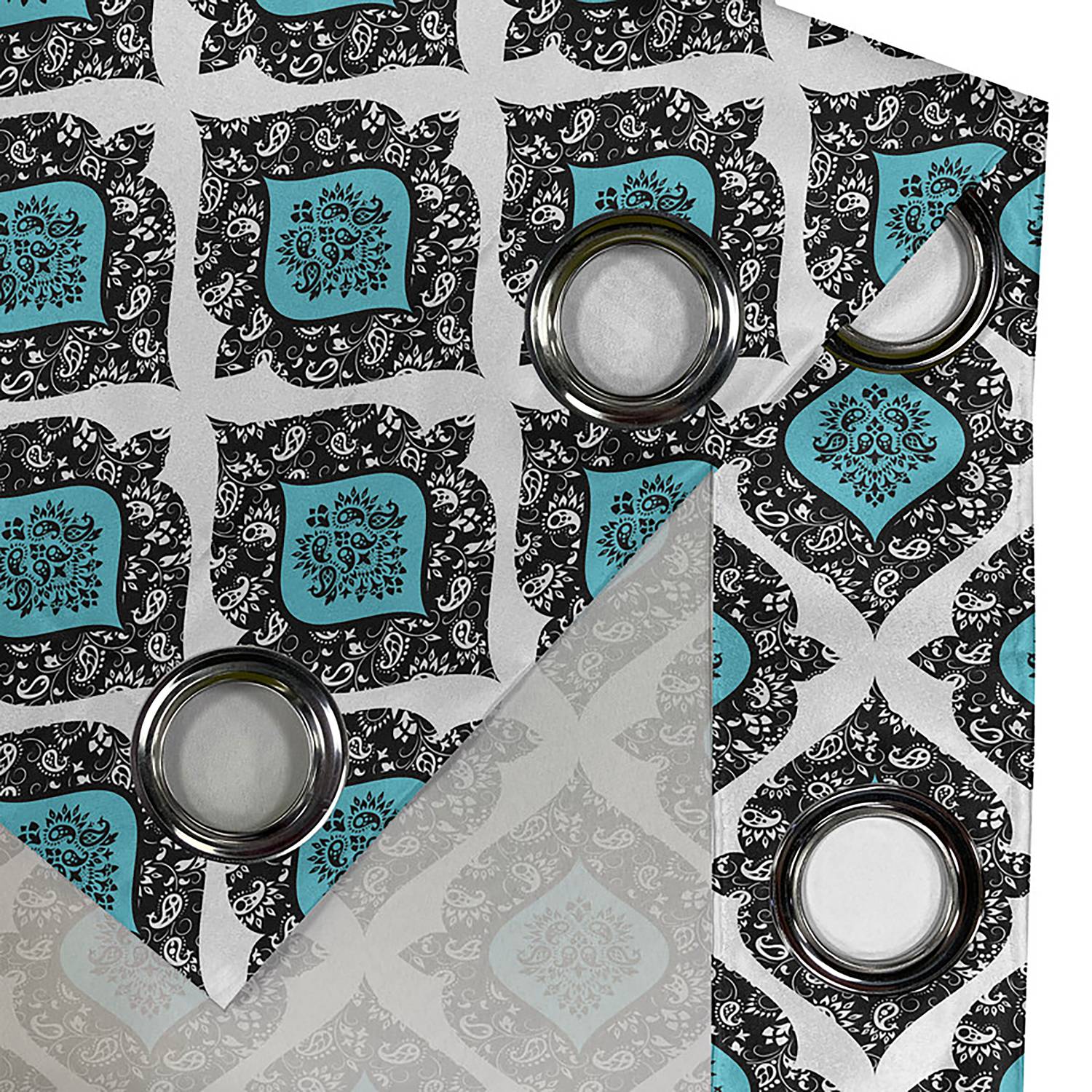 home24 Ösenvorhang Mandala Blumen 2er-Set 245cm Schwarz/Schwarz/Hellblau home24 Ösenvorhang Mandala Blumen 2er-Set 245cm Schwarz/Schwarz/Hellblau von home24