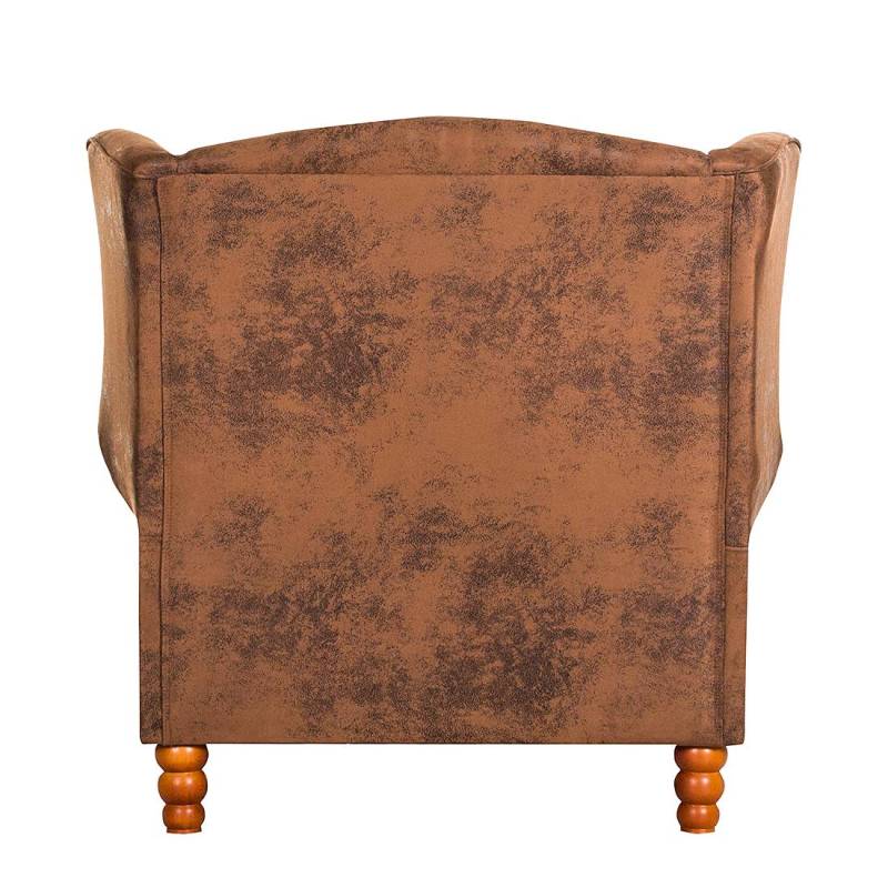 home24 Ohrensessel XXL Braun Microfaser 94 x 95 x 134cm von home24