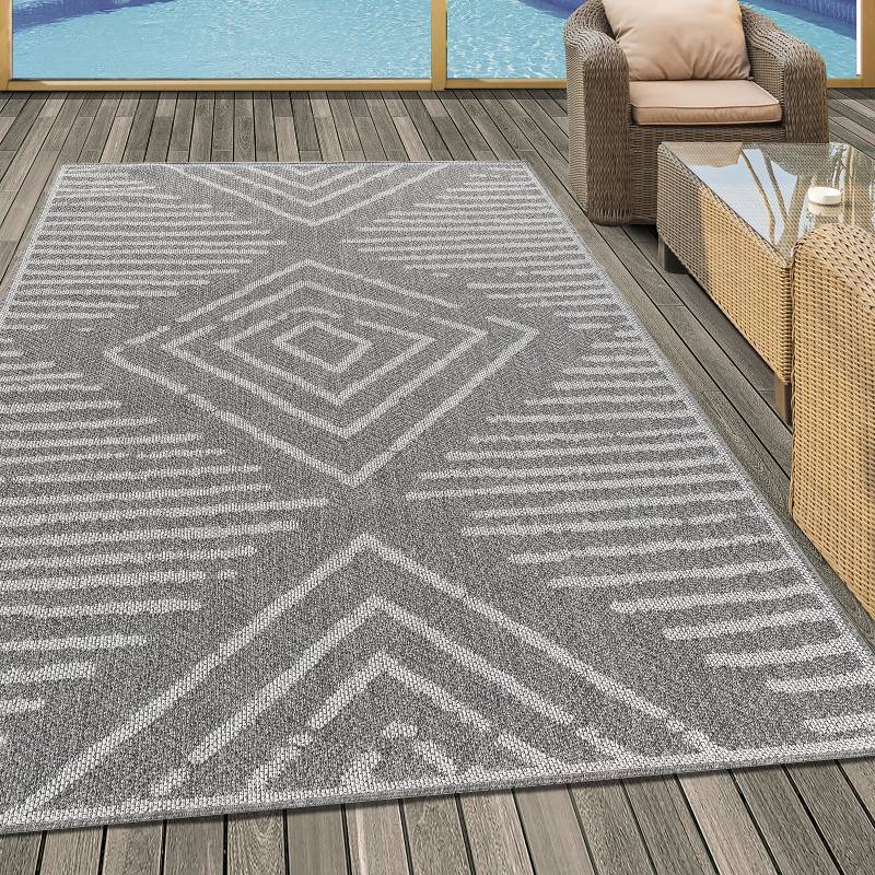 home24 Outdoorteppich Aruba Typ B Grau Polyester 120 x 170cm von home24