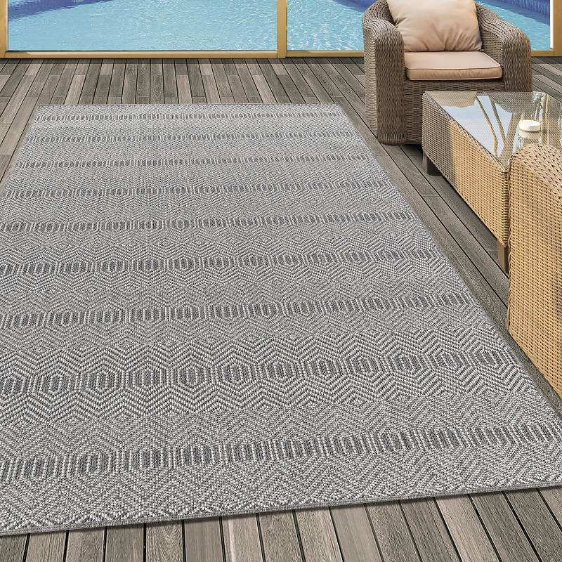 home24 Outdoorteppich Aruba Typ C Grau Polyester 200 x 290cm von home24