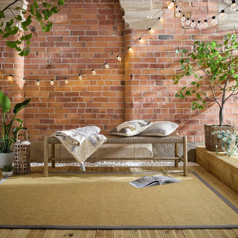 home24 Outdoorteppich Sisal Look Grau/Grau Polypropylen 200 x 290cm von home24