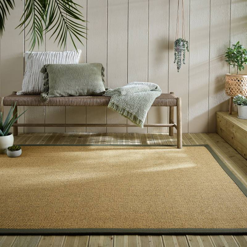 home24 Outdoorteppich Sisal Look Grün/Grün Polypropylen 200 x 290cm von home24