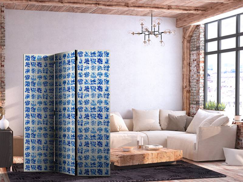 home24 Paravent Ceramic Tiles 1-seitig Andere Blau 135 x 172cm von home24