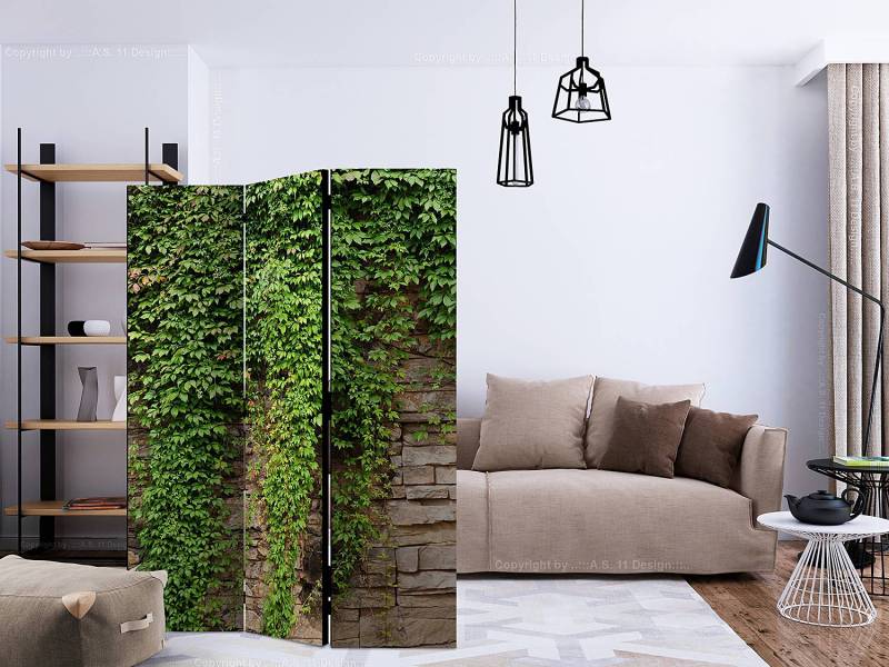 home24 Paravent Ivy Wall 1-seitig Vlies auf Kiefer Massiv Braun 135 x 172cm von home24