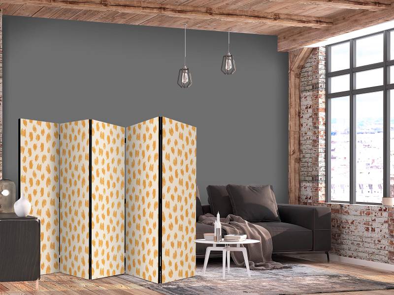 home24 Paravent Pattern Spots & Dots 2-seitig Andere Orange/Beige 225 x 172cm von home24
