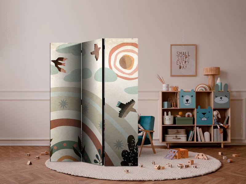 home24 Paravent Sun Above the Rainbow 1-seitig Andere Multicolor 135 x 172cm von home24
