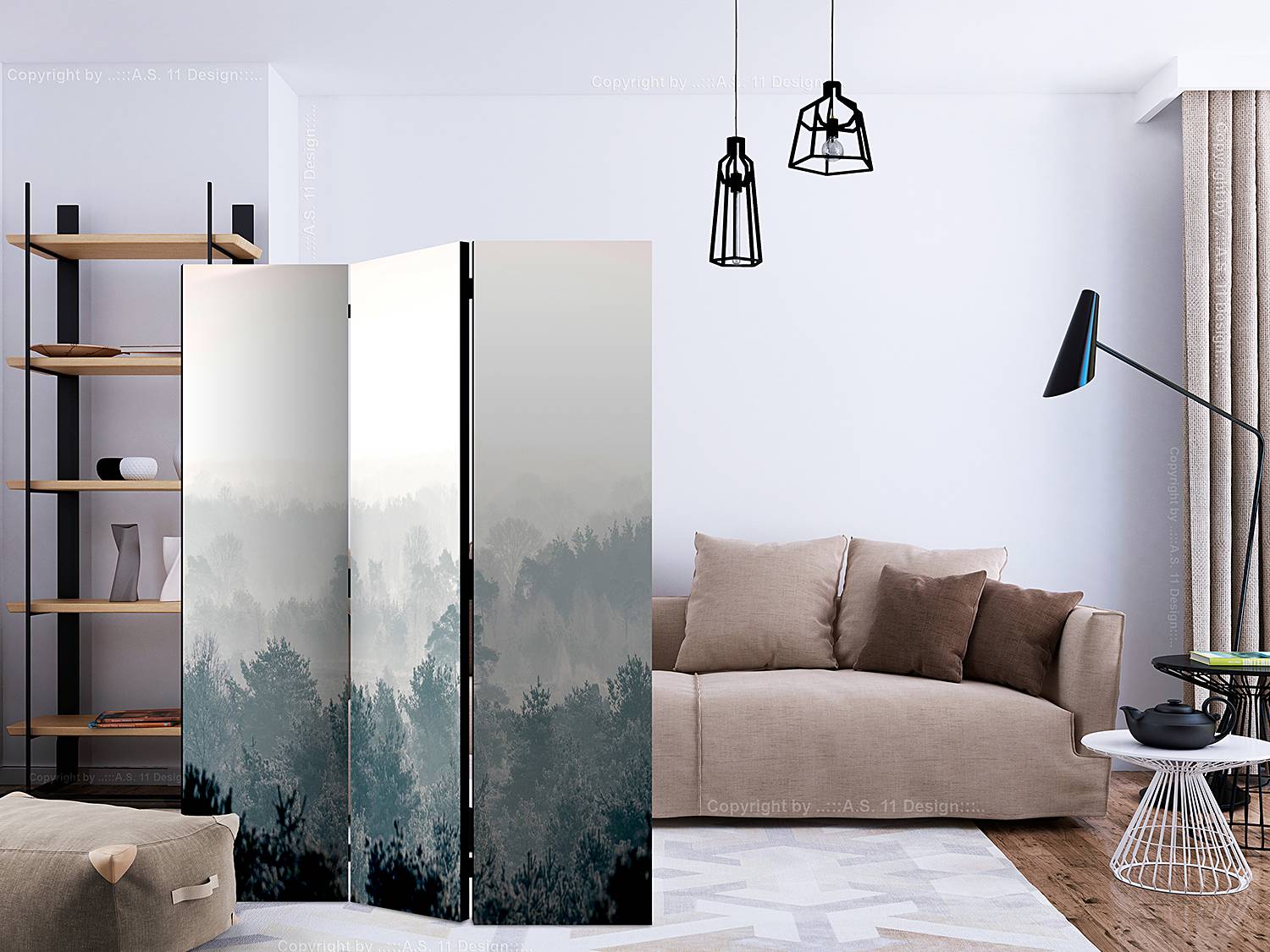 home24 Paravent Winter Forest Akustik Vlies auf Kiefer Massiv Blau 135 x 172cm home24 Paravent Winter Forest Akustik Vlies auf Kiefer Massiv Blau 135 x 172cm von home24