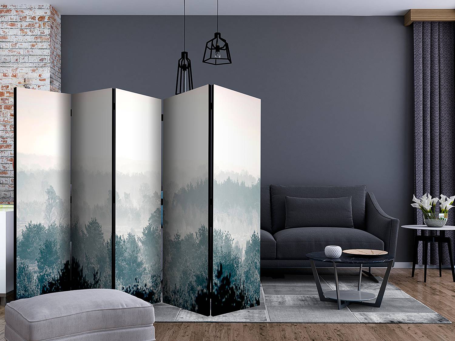 home24 Paravent Winter Forest Akustik Vlies auf Kiefer Massiv Blau 225 x 172cm home24 Paravent Winter Forest Akustik Vlies auf Kiefer Massiv Blau 225 x 172cm von home24