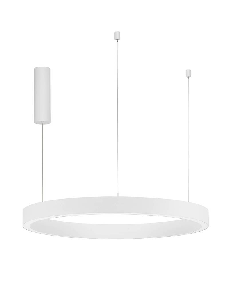 home24 Pendeleuchte Sting Ø 80cm Weiß/Weiß Kabel ABS, Fassung ABS, Baldachin Aluminium, Gehäuse Leuchte Aluminium Nicht austauschbare LEDs LED-Platine von home24