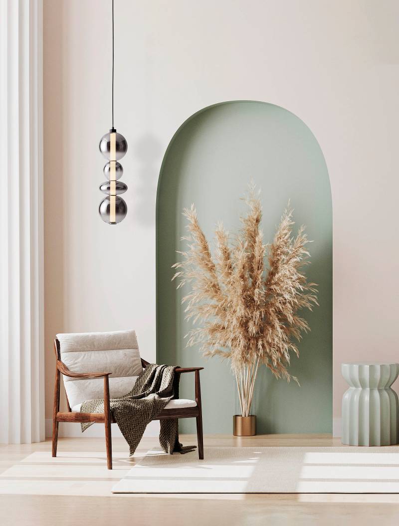 home24 Pendelleuchte Bally Typ A 197cm Schwarz/Schwarz Aluminium, Rauchglas, Milchglas Nicht austauschbare LEDs LED-Platine von home24