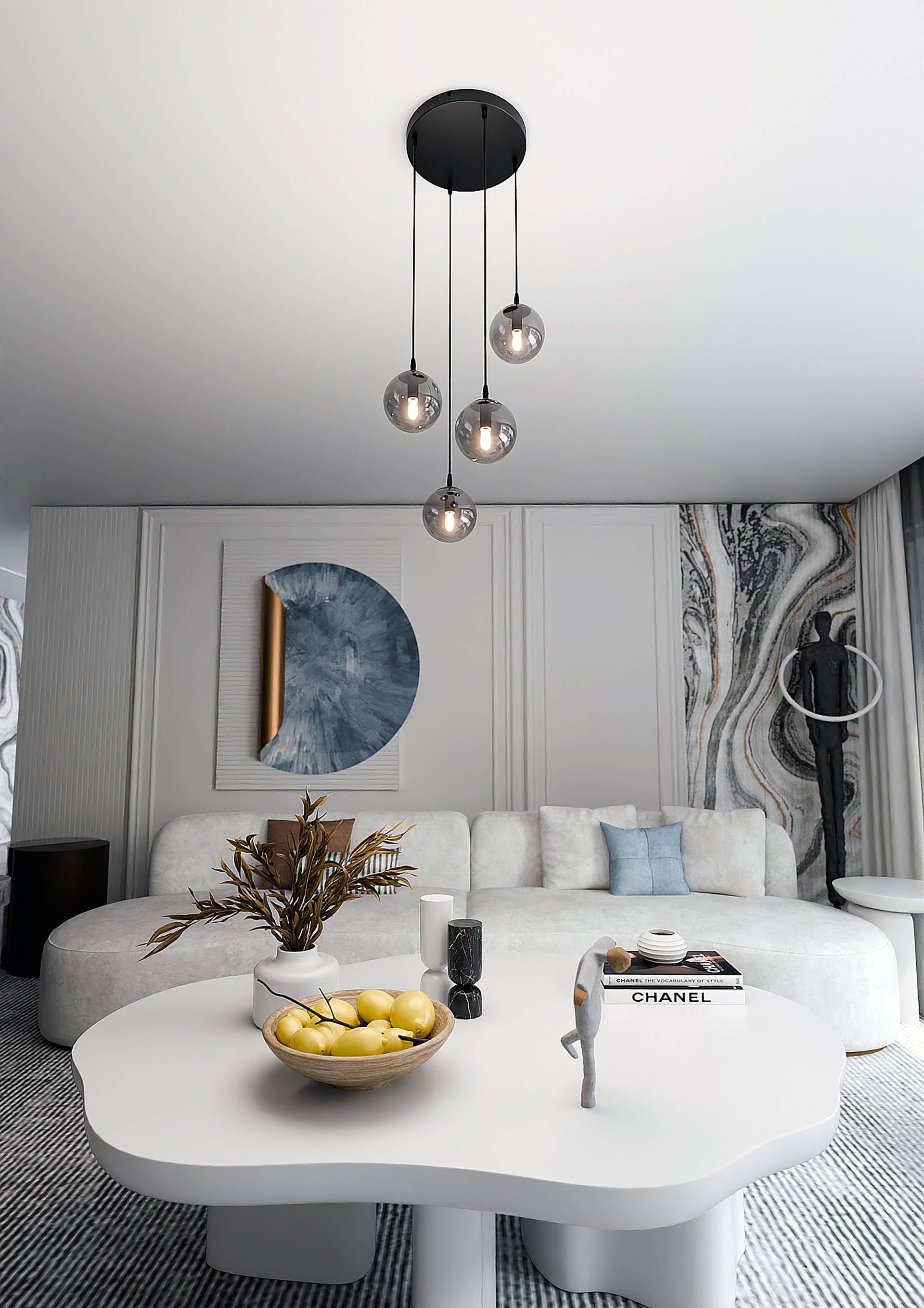 home24 Pendelleuchte Cosmo Typ C 40 x 100 x 40cm Schwarz/Graphit 4 Glasart: Rauchglas Material: Glas, Metall Metallart: Stahl Oberfläche Metall: von home24