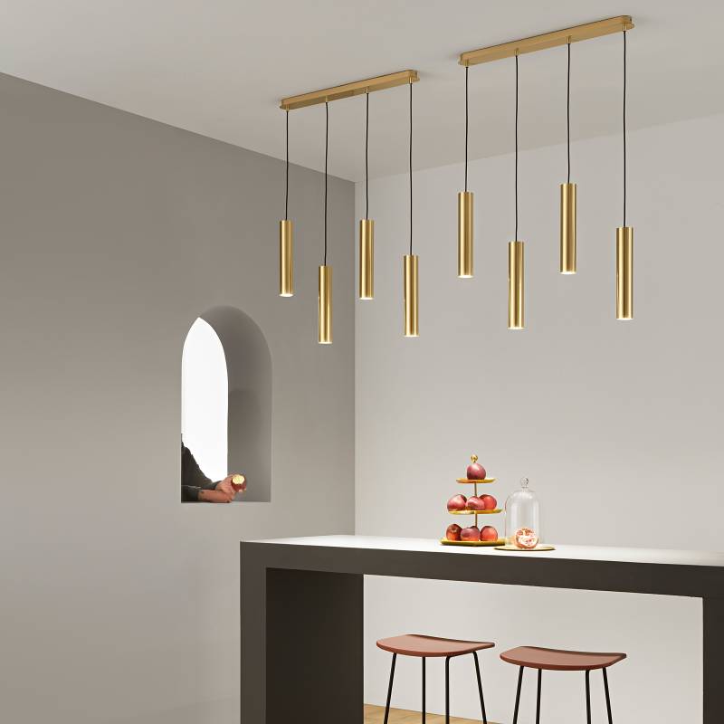 home24 Pendelleuchte Fluke Typ E 68 x 30 x 7cm Gold/Gold Material: Metall Metallart: Aluminium Oberfläche Metall: Vergoldet GU10 von home24