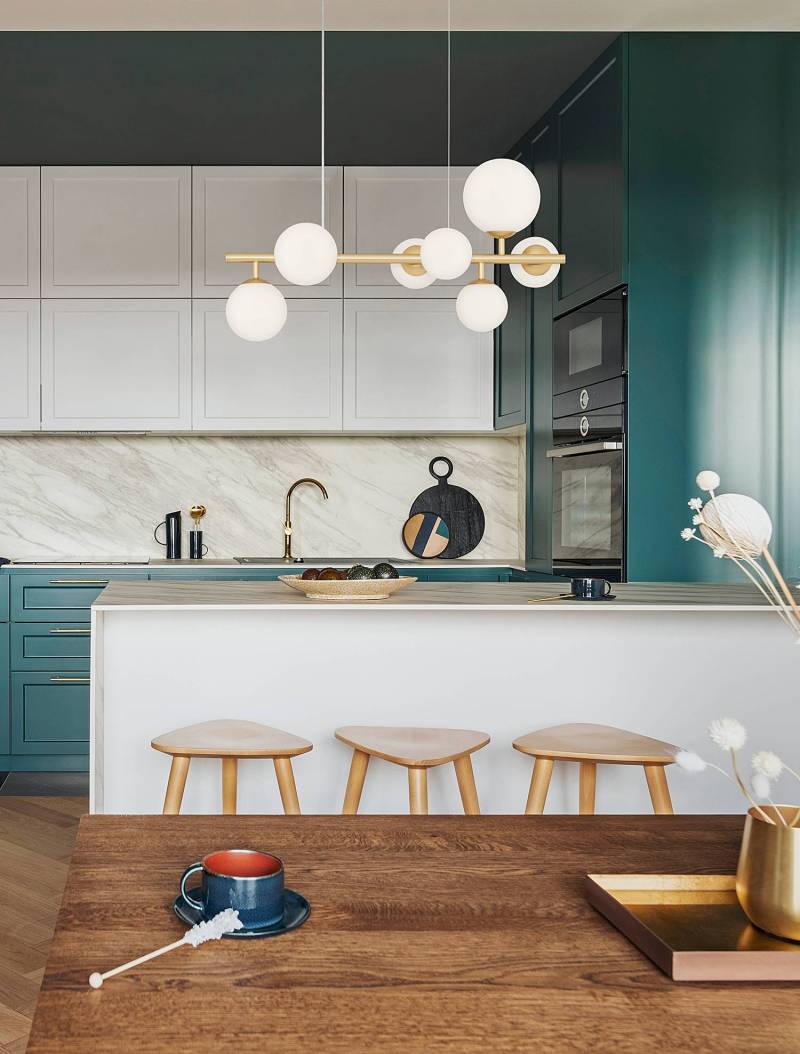home24 Pendelleuchte Odillia Typ C 29 x 120 x 65cm Gold/Gold Kabel ABS, Fassung ABS, Baldachin Aluminium, Gehäuse Leuchte Aluminium LED/Smart von home24