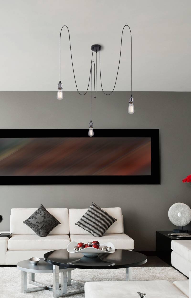 home24 Pendelleuchte Oliver Typ A Ø 200cm Schwarz Material: Metall Metallart: Eisen Oberfläche Metall: Lackiert E27 von home24