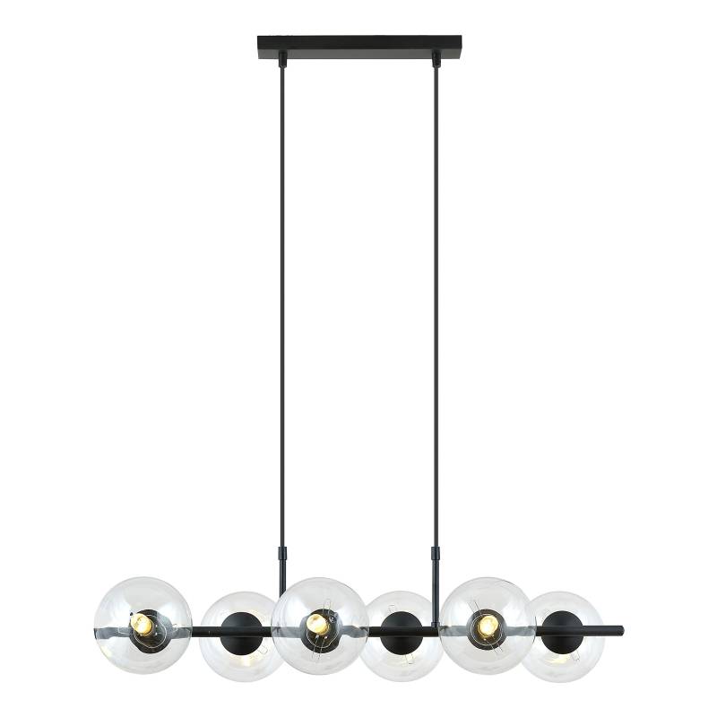 home24 Pendelleuchte Rory 95 x 110 x 29cm Schwarz/Durchscheinend 6 Glasart: Klarglas Material: Glas, Metall Metallart: Stahl Oberfläche Metall: von home24